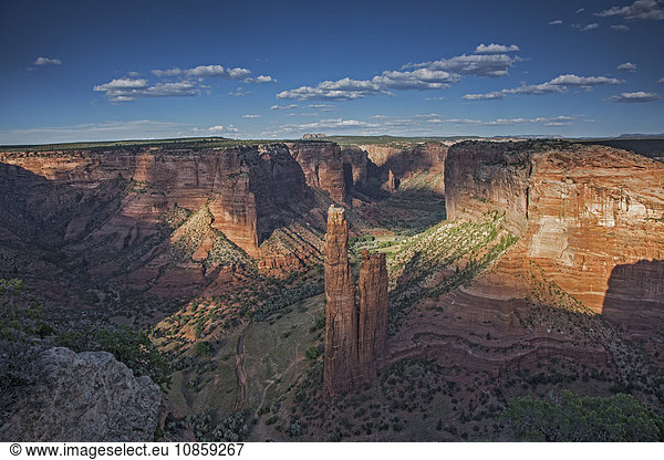 Sun and shadows over Spider Rock  Canyon de Chelly  Arizona  United States