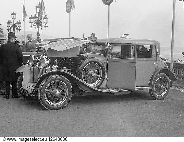 Sunbeam von LV Cozens  Rallye Monte Carlo  1929. Künstler: Bill Brunell.