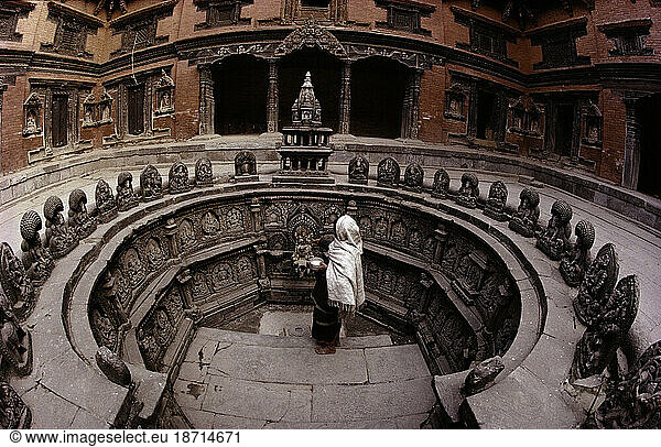 Sundari chok  in Patan's Darbar Square  was once the family residence of the Mallla King Siddhinarshigha. Kathmandu  Nepal.