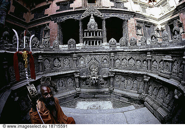 Sundari chok  in Patan's Darbar Square  was once the family residence of the Mallla King Siddhinarshigha. Kathmandu  Nepal.