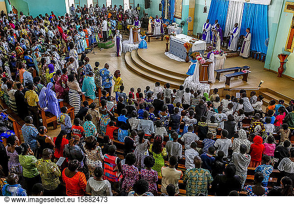 Sunday mass in a catholic church in Ouagadougou  Burkina faso.