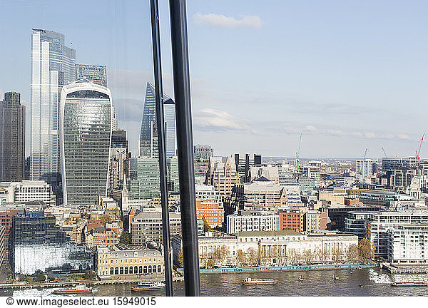 Sunny highrise cityscape view  London  UK