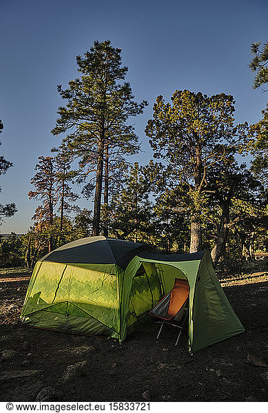 Sunrise at basecamp on the Mogollon Rim  in Central Arizona's forest.