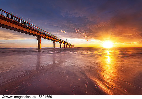 Sunrise at Brighton Pier in Christchurch  South Island  New Zealand