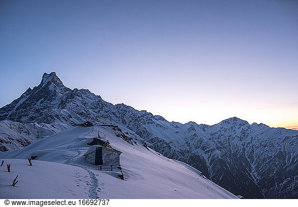 Sunrise at Himalaya Mountain Base Camp  Nepal