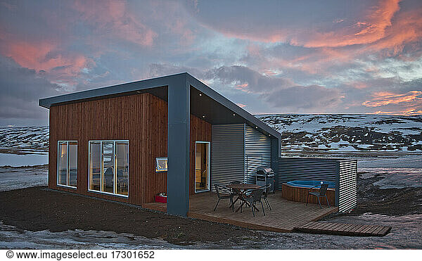 sunrise at holiday home in Iceland during the winter