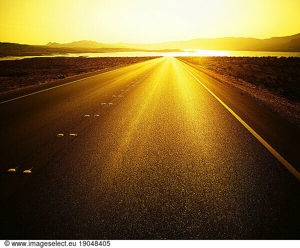 Sunrise on the Lakeshore Scenic Drive  Lake Mead National Recreation Area  Nevada.