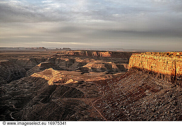Sunrise over the mesas and canyons of the southern Utah desert.
