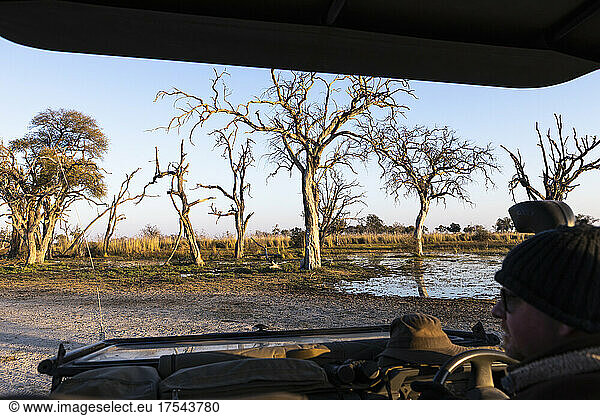 Sunrise over water  Okavango Delta  Botswana