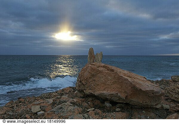 Sunset at Cap de ses Salines  Majorca  Balearic Islands  Spain  Europe