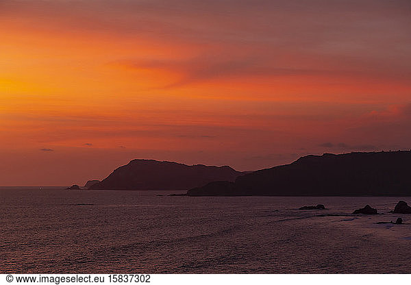 Sunset at Indian Ocean coastline