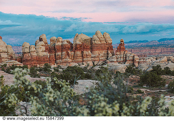 sunset at the dollhouse in the maze part of the canyonlands utah