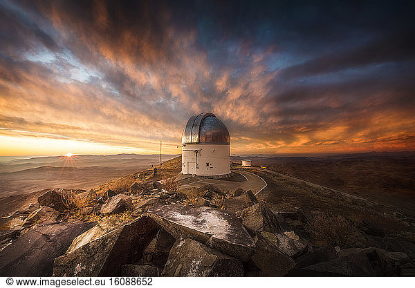 Sunset at the observatory  Las Campanas  Atacama Desert  Chile