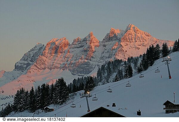 Sunset  Dents du Midi  Les Crosets  Valais  Switzerland  Europe