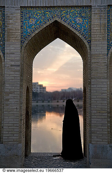 Sunset from Khaju bridge in Esfahan  Iran.