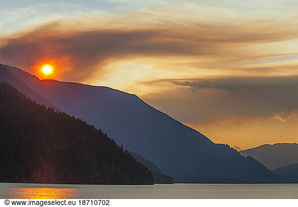 Sunset in the Coast Mountain Range  British Columbia  Canada.
