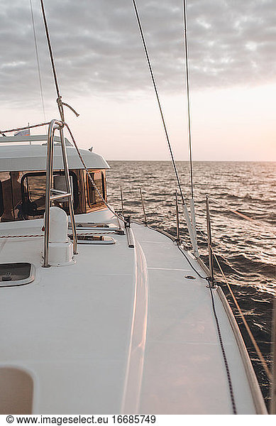 sunset in the sea on a yacht