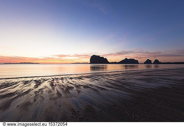 Sunset on the beach of Pak Meng Trang province Thailand Asia
