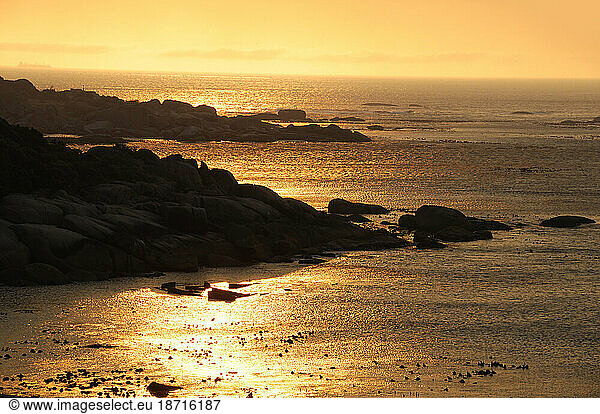 Sunset over Coastline  Camps Bay  Cape Peninsula  Western Cape  South Africa