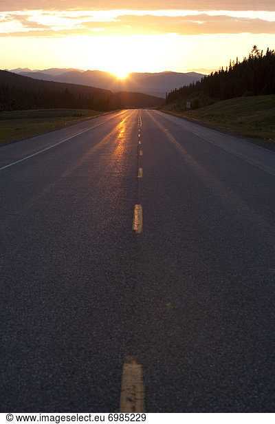 Sunset Over Highway 40  Cadomin  Alberta  Canada