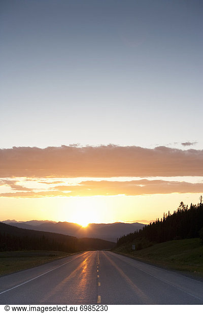 Sunset Over Highway 40  Cadomin  Alberta  Canada