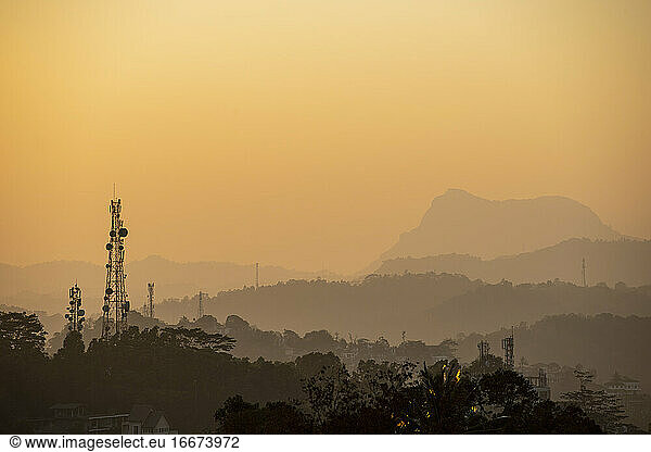 sunset over the mountains in Kandy / Sri Lanka