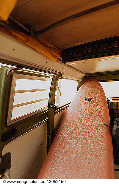 Surfboard in van