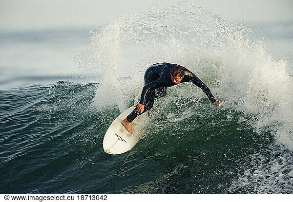 Surfing Campus Point in Santa Barbara  California.