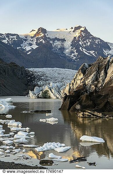 Svínafellsjökull Gletscher  hinten Berg Hvannadalshnúkur  Vatnajökull National Park  Skaftafell  Südisland  Island  Europa