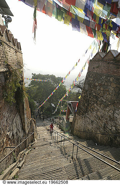 Swayambhunath stairs in early morning