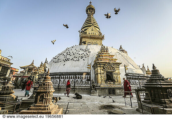 Swayambhunath stupa in early morning light