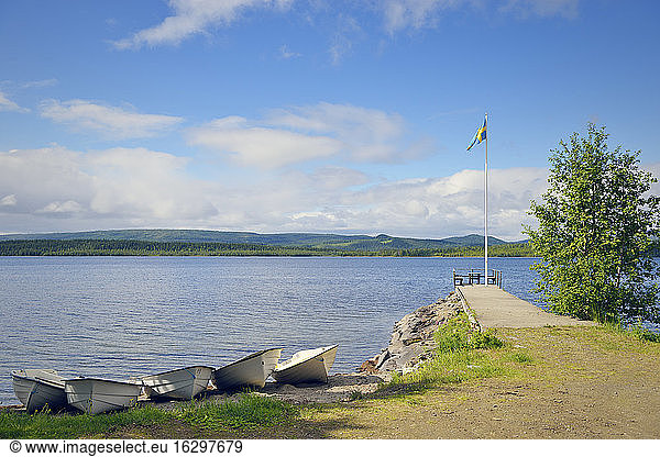 Sweden  Gaeddede  Boats at a lake
