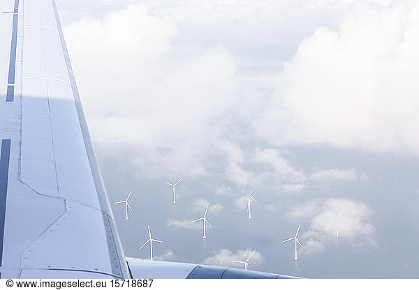 Sweden  Lillgrund Wind Farm seen from plane flying above