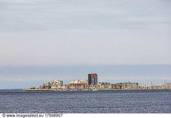 Sweden  Skane County  Malmo  Sky overÂ Limhamn district marina
