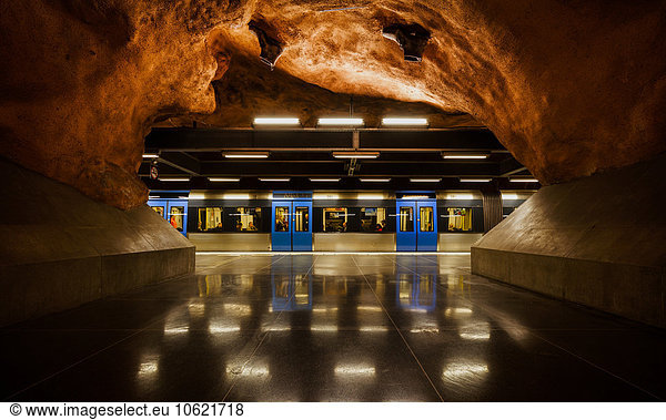 Sweden  Stockholm  underground station with train