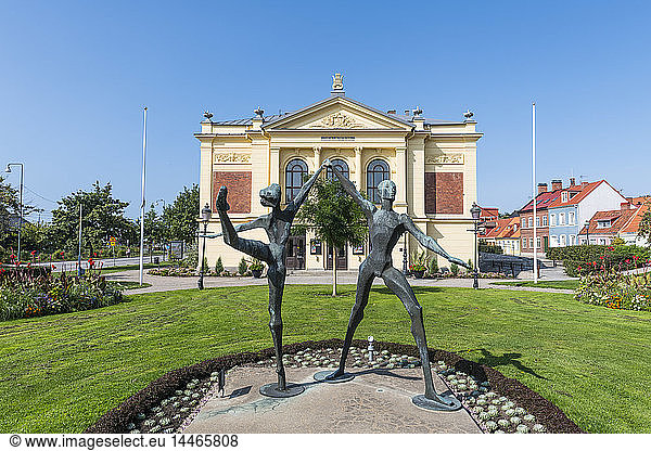 Sweden  Ystad  Old town  Theatre and sculptures