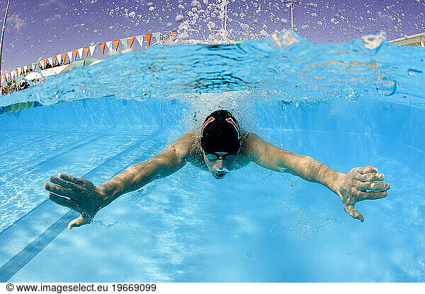 Swimmer in competitive event  Key Largo  Florida