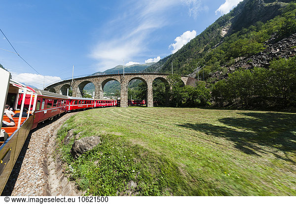 Switzerland  Bernina Express  red train