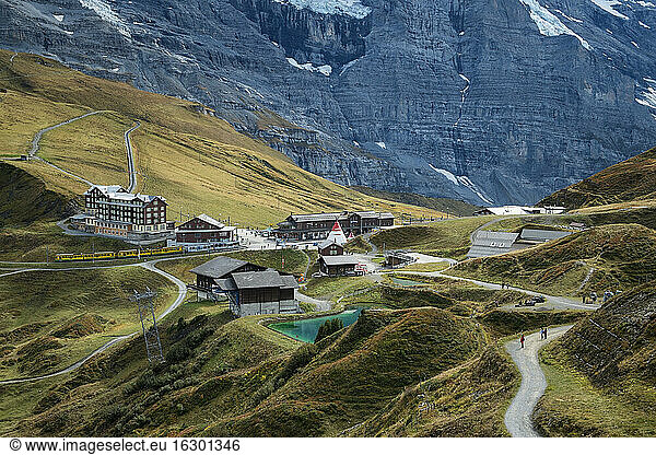 Switzerland  Canton of Bern  region Jungfrau  mountain pass Kleine Scheidegg