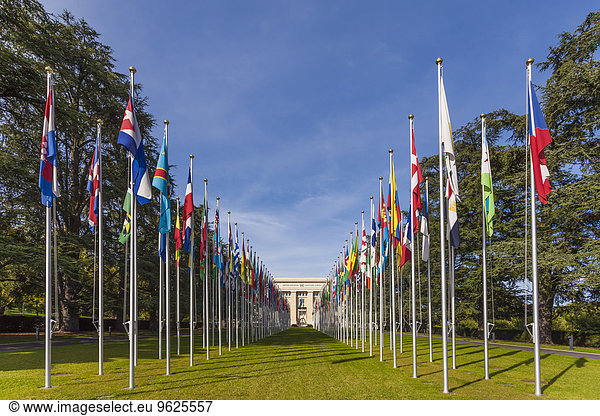 Switzerland  Geneva  flags at Palace of Nations