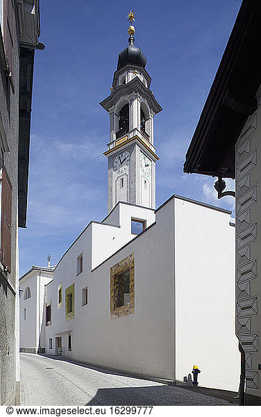 Switzerland  Grisons  Samedan  Spire of prostestant church