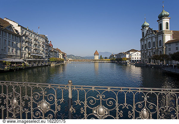 Switzerland  Lucerne  Reuss river  Franziskanerkirche