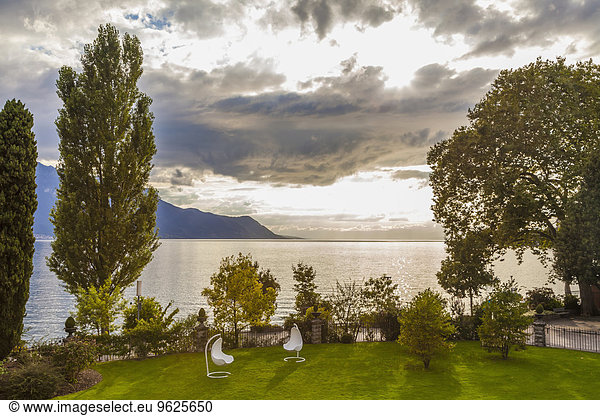 Switzerland  Montreux  Lake Geneva  park of hotel Le Montreux Palace