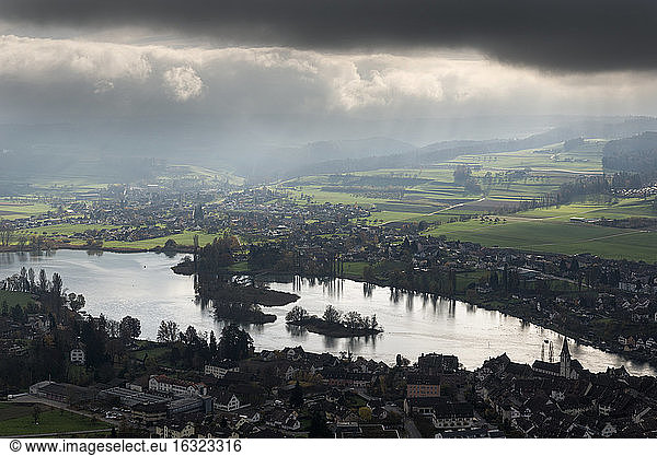 Switzerland  Schaffhausen  Stein am Rhein  view to Rhine River with Isles of Werd