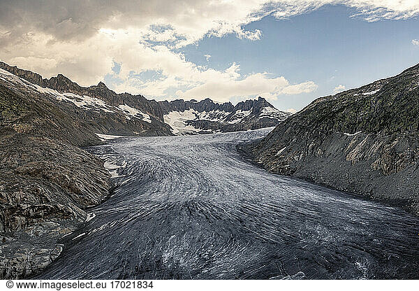 Switzerland  Valais  Obergoms  Rhone Glacier and mountains
