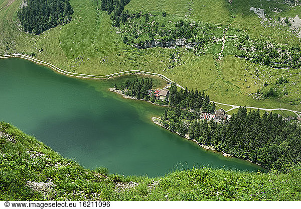 Switzerland  View of Seealpsee Lake