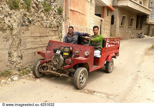 SYRIA Farmer with locally made vehicle  Wadi al-Nasarah  ´Valley of the Christians´  near Homs PHOTO by SEAN SPRAGUE