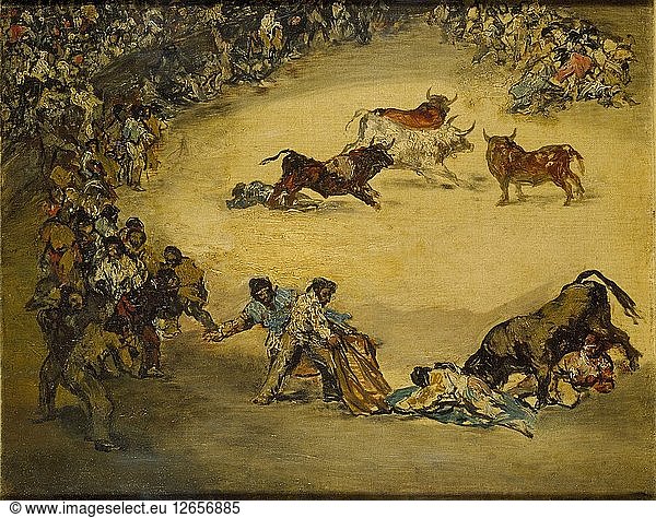 Szene bei einem Stierkampf: Diversion de Espana  um 1766-1828. Künstler: Francisco Goya.