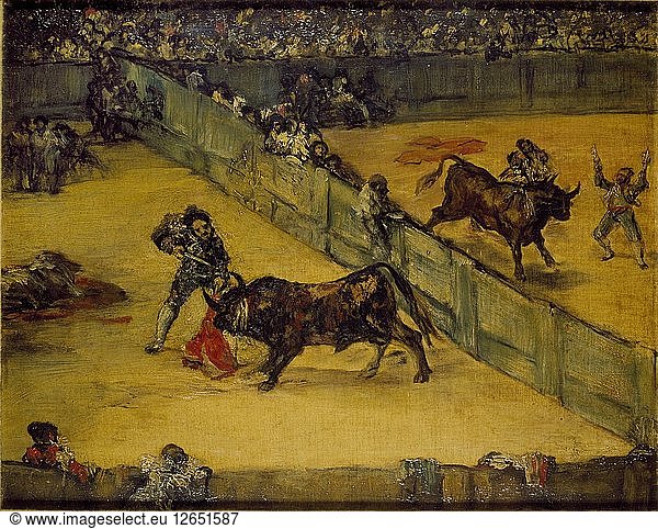 Szene bei einem Stierkampf: Division de place  um 19. Jahrhundert. Künstler: Francisco Goya.
