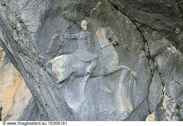 Türkei  Archäologische Stätte von Termessos  Fries eines Reiters  Alketas-Grab